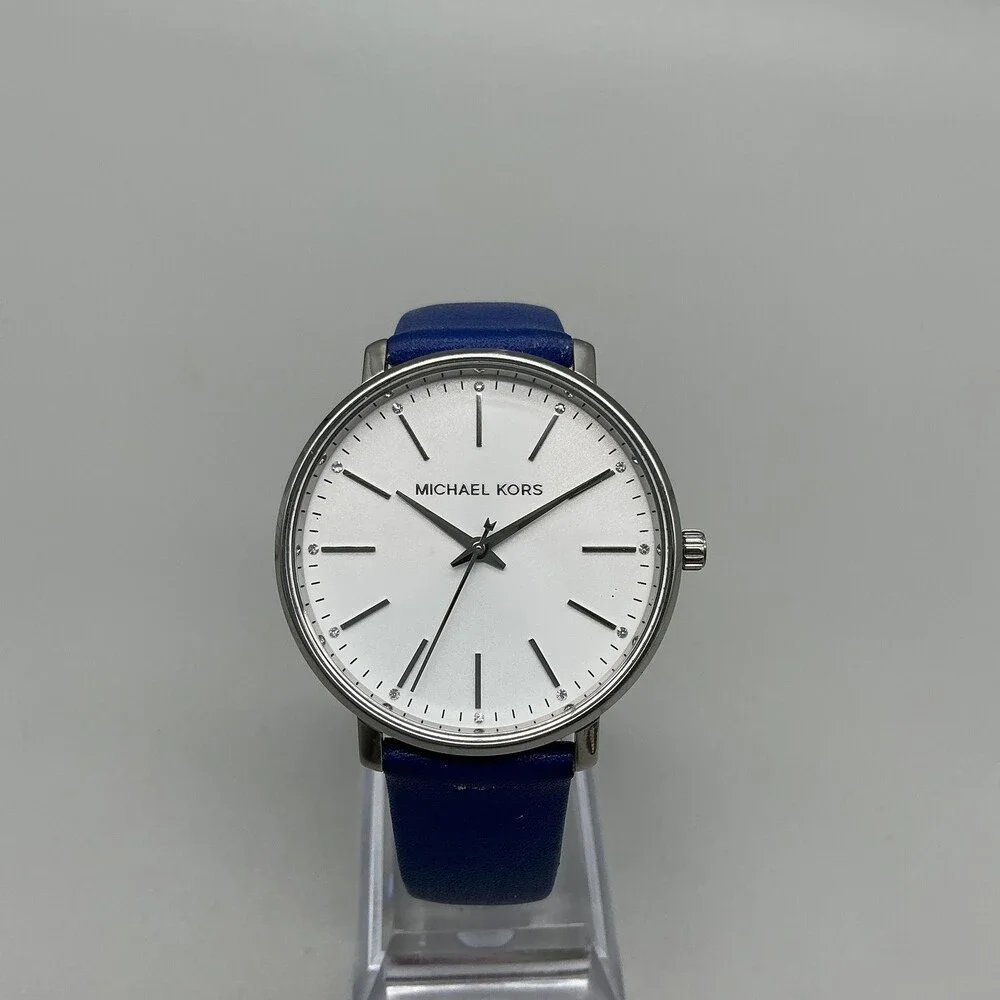 Michael Kors Pyper Womens Watch 38mm Blue Leather MK-2845 New Battery